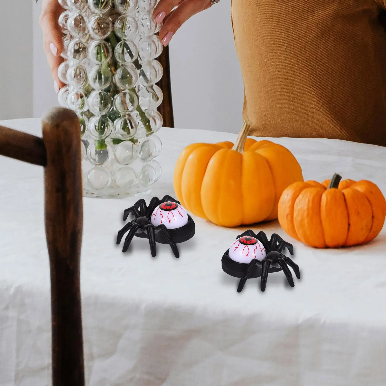 6Pcs Light Up Spider Halloween Lamp Featuring Vibrant LED Bloody Eyeball Back Design Spooky Decor for Home Table Desk Indoor