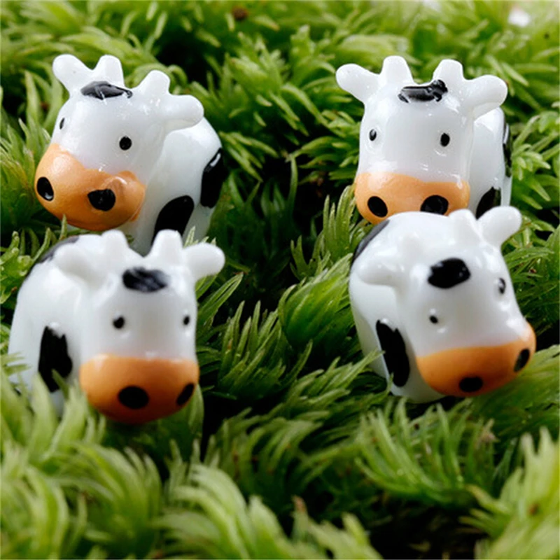 2pcs Cute Milk Cow Miniatures Fairy Garden Decorations Crafts Garden Home Toys