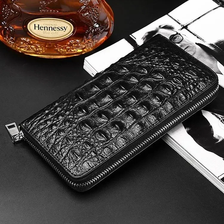 2027 New Fashion Business Men's Long Wallets Natural Real Leather Male Cow Genuine Leather Cash Purses Clutch Men Card Holders