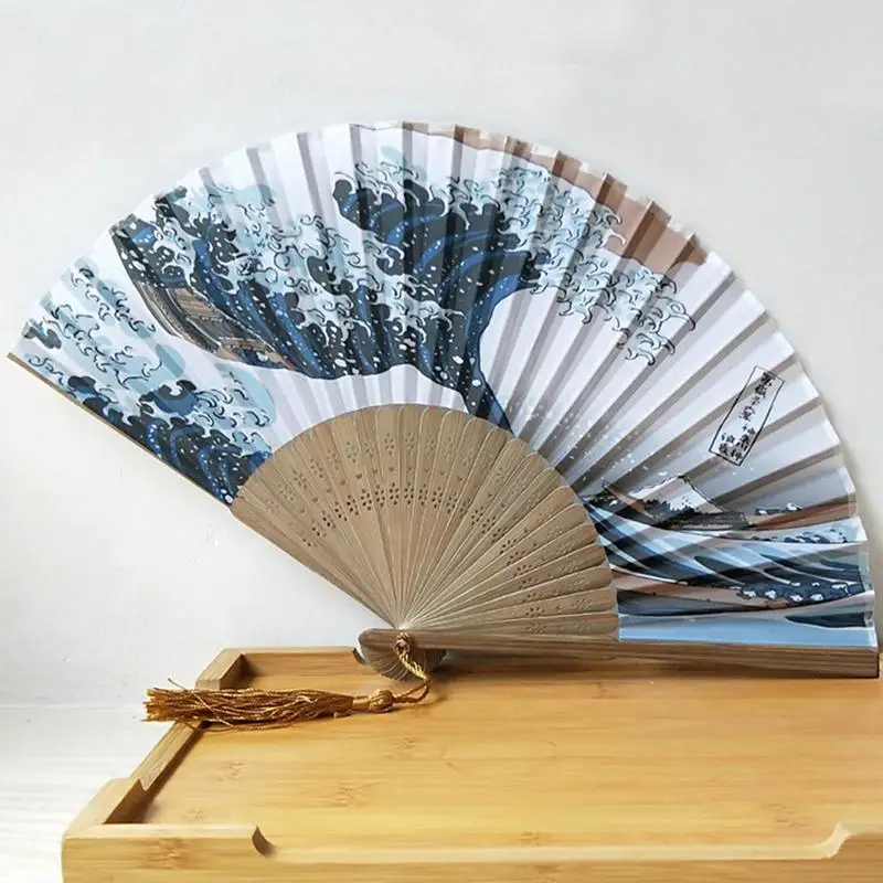 Vinatge Wave Fan Portable Folding Fan Pocket Fan For Wedding Party Decoration Dancing Performances Gifts