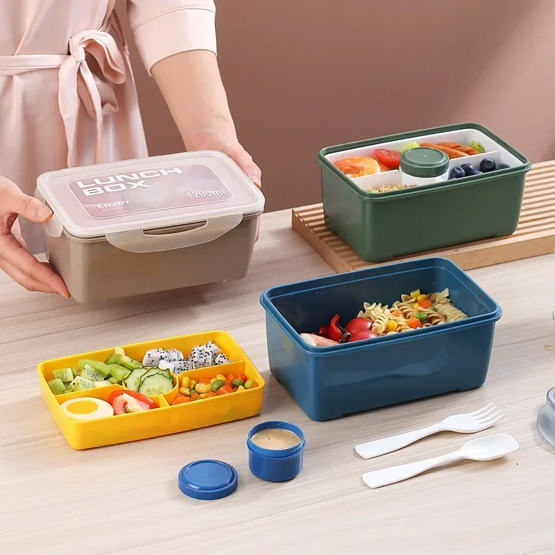 

1200Ml Portable Divided Bento Food Lunch Box Microwave Safety Fruit Sandwich Toast Box Outdoor Camping Sealed Fruit Fresh