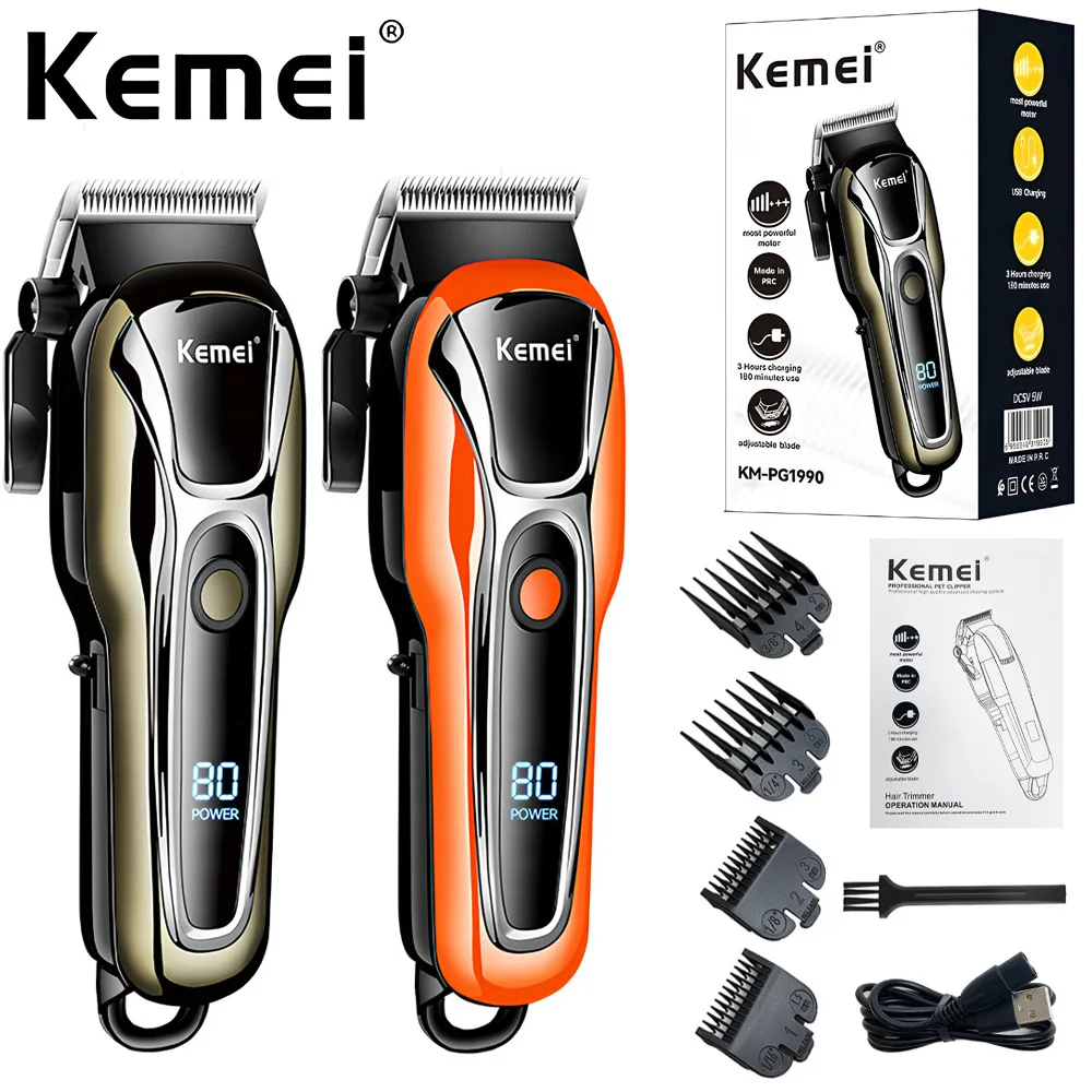 

Kemei KM-PG1990 Hair Clipper Electric Hair Trimmer for men Electric shaver professional Men's Wireless barber trimmer