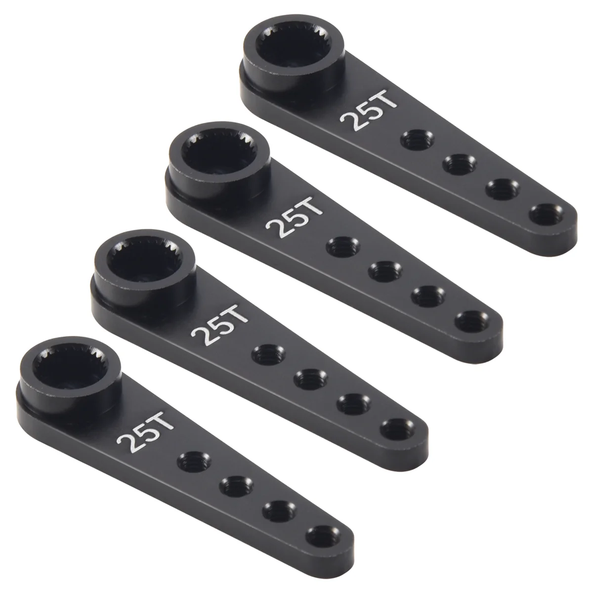 4PCS 37Mm 25T corno del braccio Servo dello sterzo con estensione in metallo per parti del cingolo dell\'auto RC, nero