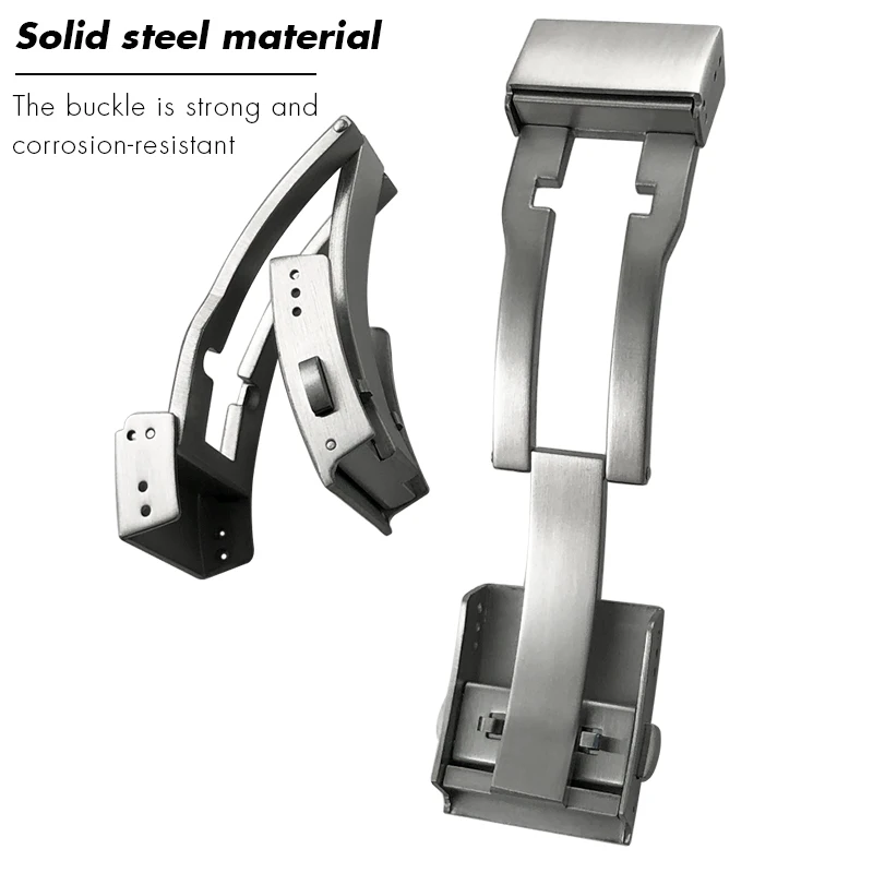 19mm Stainless Steel Folding Watch Buckle for Longines Hydroconquest L3 Rubber Strap Watchband Solid Metal Butterfly Clasp Tools view 4