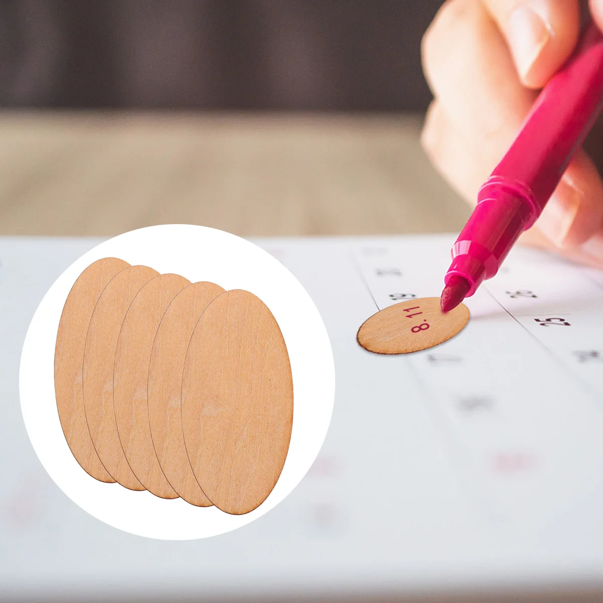 

60pcs Wooden Linden Board Unfinished Oval Slices Smooth Diy Craft Pieces For Painting Learning Home Decor Crafts