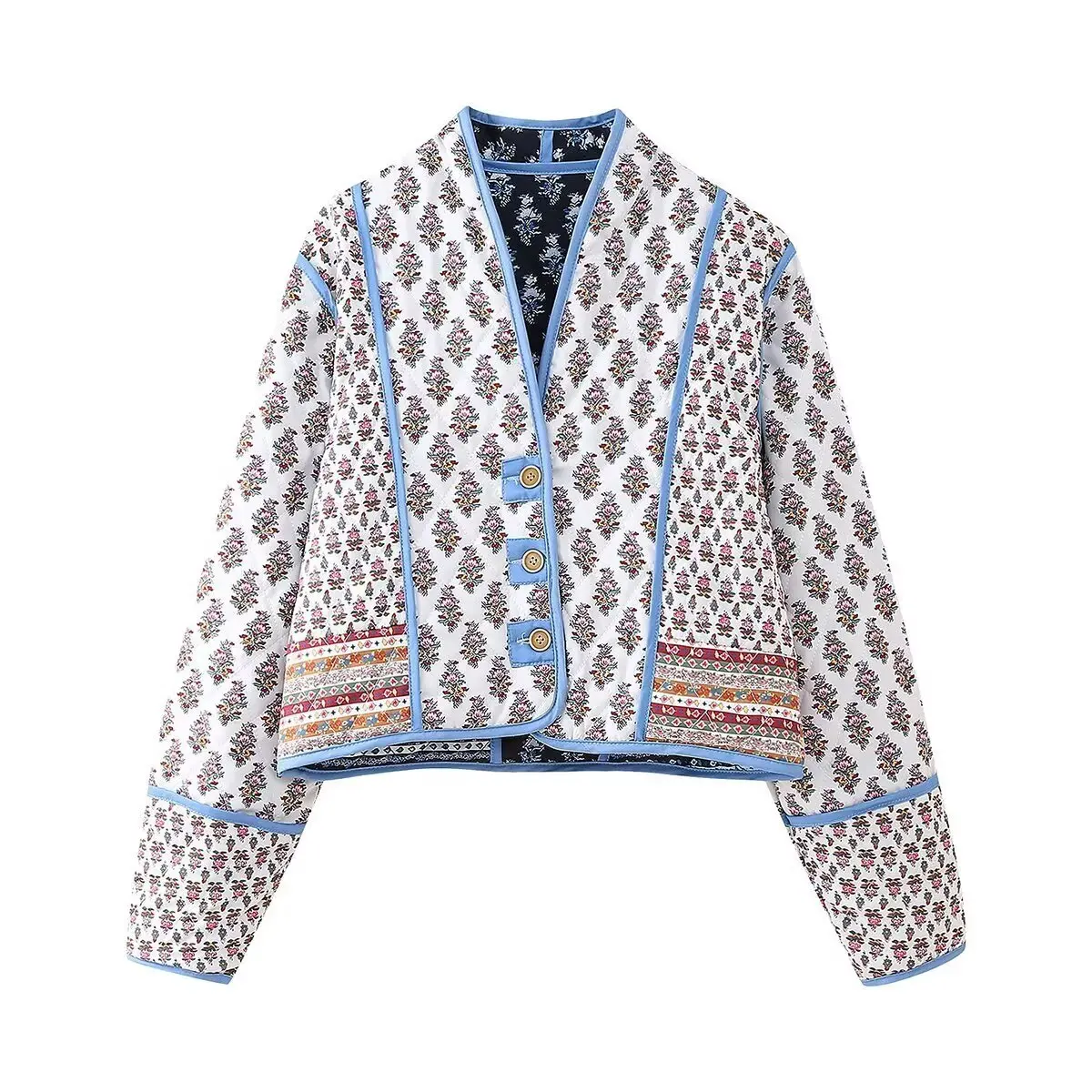 Faionable Jaet de algodón para mujer Street Sle redondo Ne Cierre de cremallera Long Sve con capucha Color puro Ropa bidireccional Floral De...