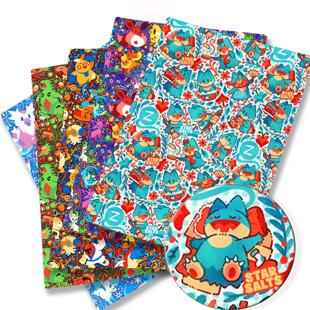 Pokemon Cartoon Fabric140*50cm Handmade Sewing Patchwork Quilting Baby Dress Home Sheet Printed Fabric Fabric Sewing Kids