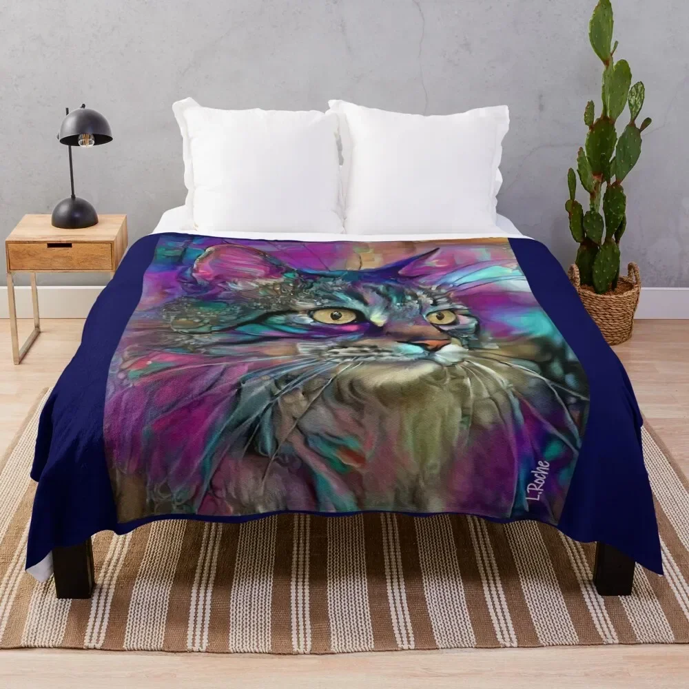 Luigi, cat, kitty, cat, chat, chaton, lea roche paintings Throw Blanket Travel Summer Beddings Thermals For Travel Blankets