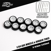 1/64 Model Car White Wheels with Fixed Rubber Tires Comes with rivets for Diecast Model Refiting Parts for Hot wheels 4pcs 1set