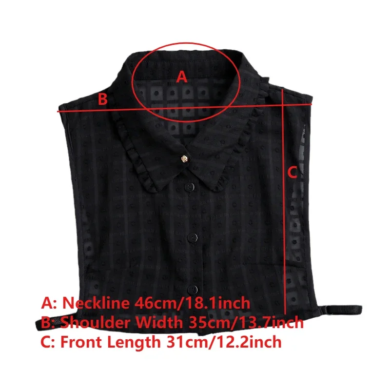 여성용 셔츠용 한국식 라펠 버튼 가짜 칼라 탈부착 가능한 칼라 화이트 가짜 칼라 여성용 스웨터 장식