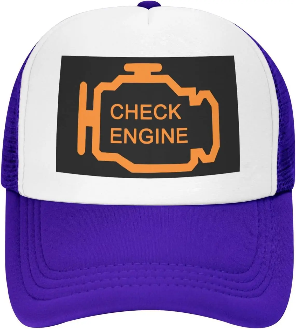 Check Engine Light Trucker Hat Unisex Polyester Mesh Snapback Cap Casual Outdoor Adjustable Cap