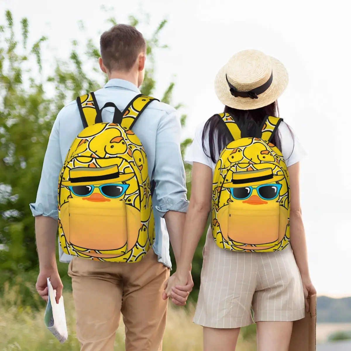 

Rubber Duck Ducky Wearing Boater Hat And Sunglasses Backpack Student Boys Girls BookBag Children School Bag Laptop Shoulder Bags
