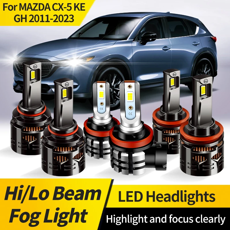 

2PCS 30000LM Canbus 9005 LED Headlight HB3 Hi/Lo Beam H11 Front Fog Lamp For Mazda CX-5 KE GH 2011-2023 White Led Lights for Car