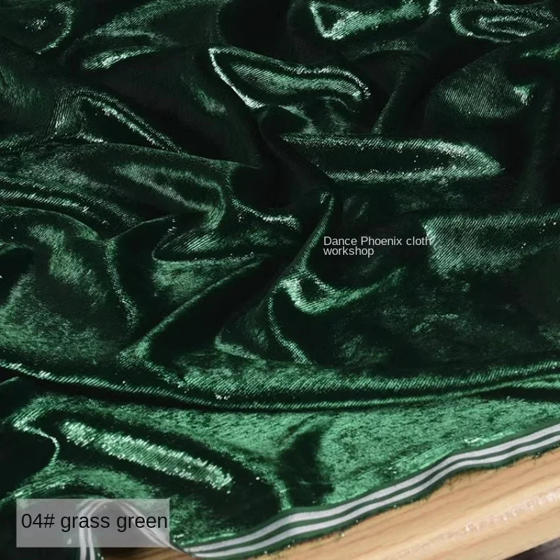 Golden Velvet Dyed Fabric Shiny Grass Green Cheongsam Dress Apparel Sewing Fabric Wholesale Cloth Meters Diy Material