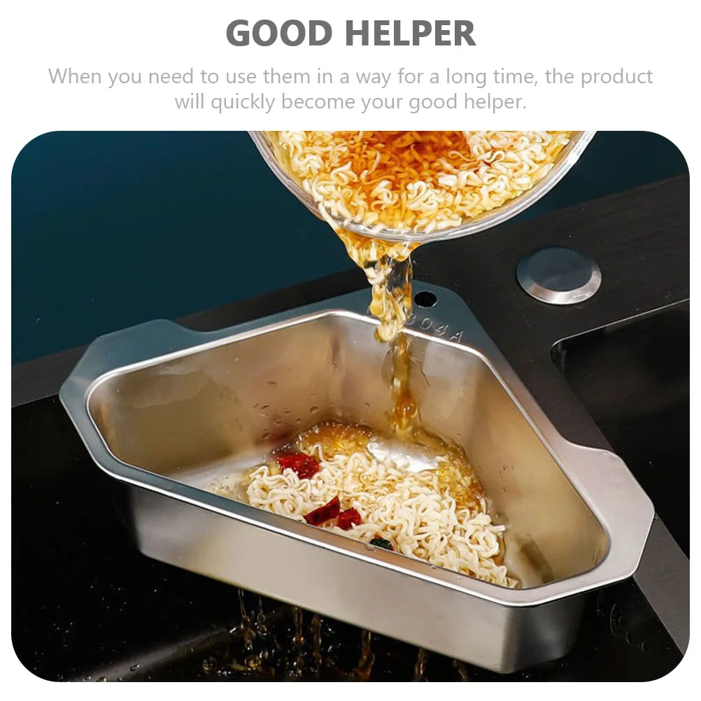 

Stainless Steel Triangle Sink Corner Storage Basket Kitchen Sink Draining Basket Corner Shelf Holder Drain Container For
