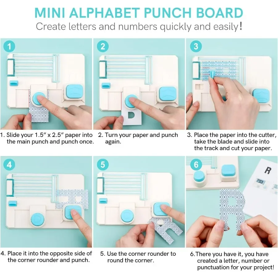 Papan Pelubang Alfabet Mini 6X4.25 Inci Pelubang Kertas untuk Kartu Kerajinan DIY Dekorasi Pesta Buku Tempel Proyek Kerajinan DIY Kustom