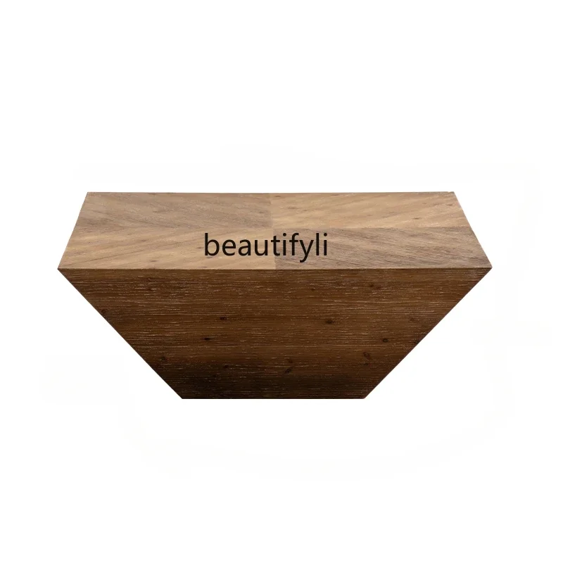 

S Solid Wood Vintage Coffee Table Small Apartment Living Room Sofa Side Table Homestay Hotel Log Vintage Coffee Table