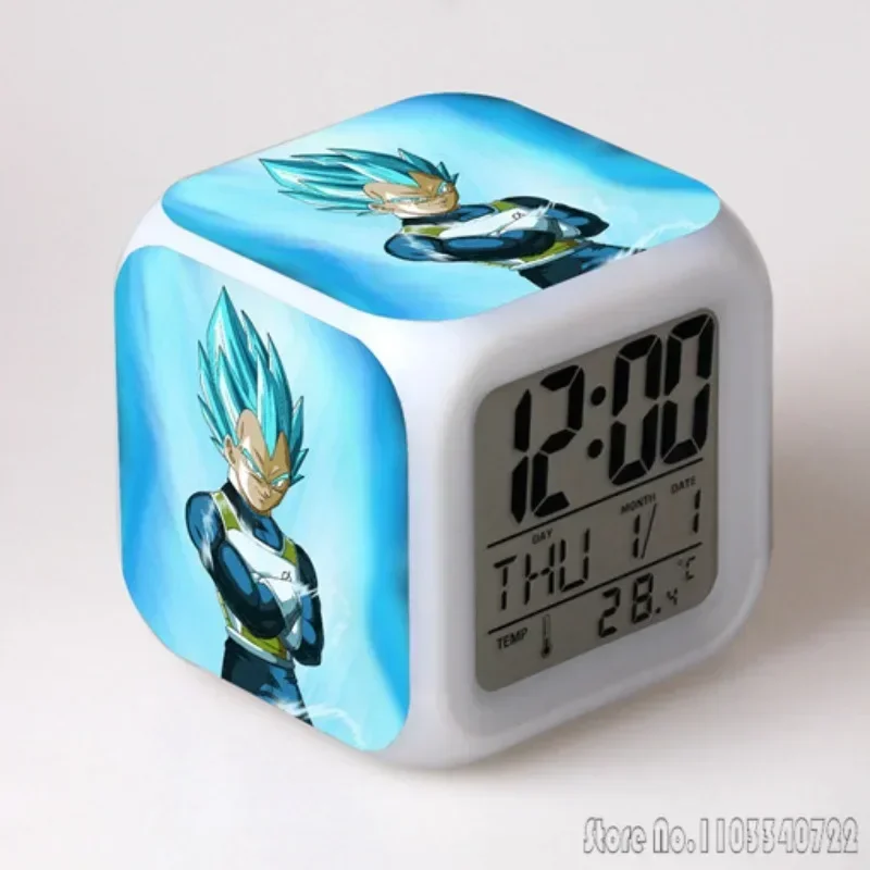 Anime Dragon Ball Super Colorful Alarm Clock Creative Student 8x8x8cm LED Cube with Colorful Light Display Time Week Month