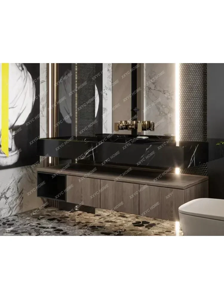 Modern Minimalist Bathroom Cabinet Combination Nordic Stone Plate Ceramic Basin Wash Basin Bathroom  bathroom furniture