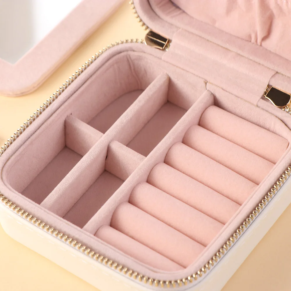 

Модная однотонная зеркальная шкатулка для украшений, съемный легкий футляр для хранения ювелирных изделий, вместительный органайзер для ожерелий, для путешествий