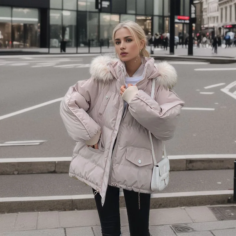 

Женская зимняя куртка, зимняя женская утепленная хлопковая куртка с меховым воротником, женская свободная куртка с карманами для женщин, стеганая куртка