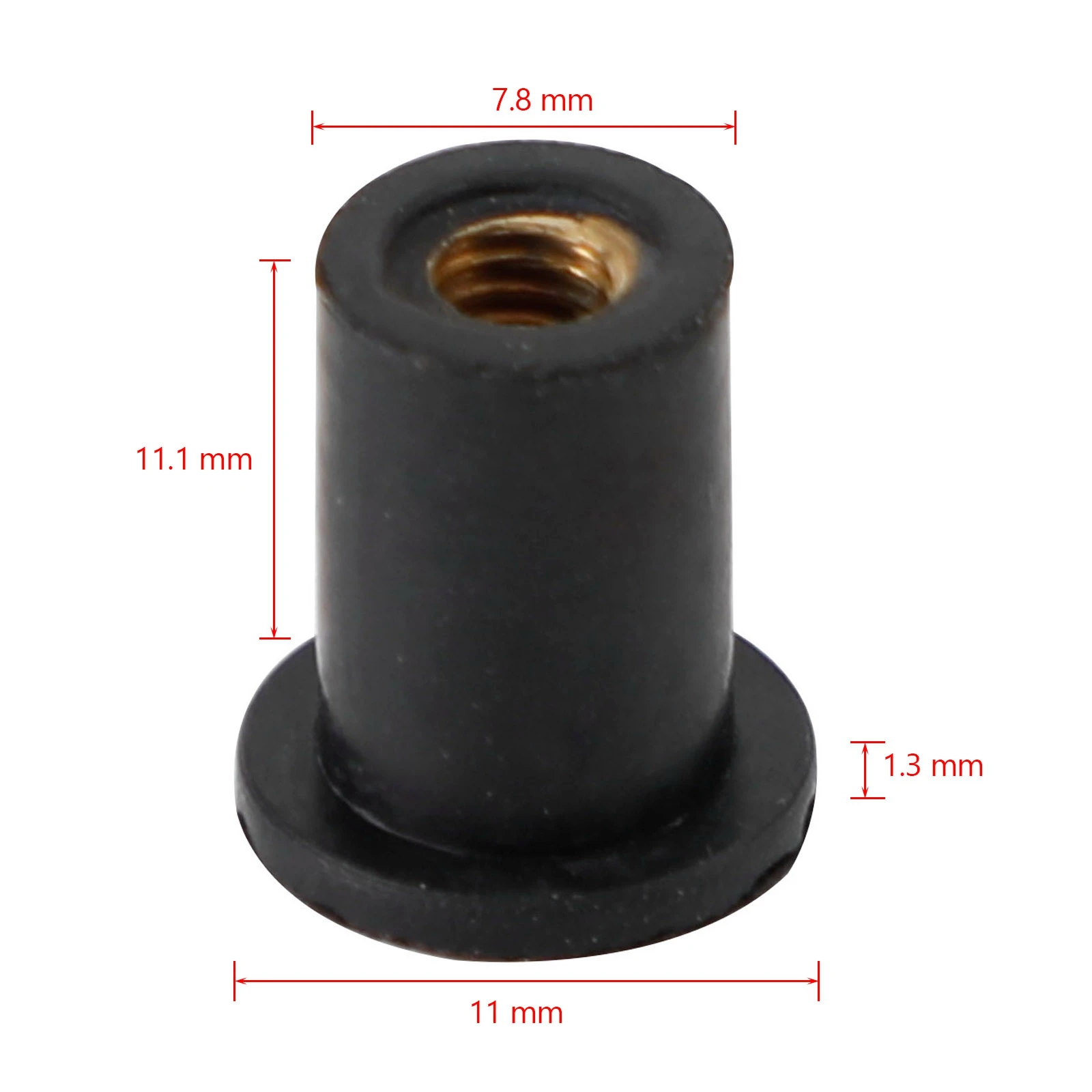 Artudatech 100 X SCREEN & FAIRING RUBBER WELL NUT M4 BRASS WELLNUTS 4MM MOTORCYCLE BIKE