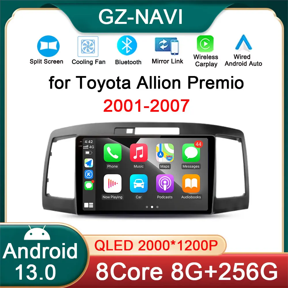 

9" For Toyota Allion Premio T240 2001-2007 Android 13 Car Multimedia Player GPS Navigation Stereo Radio 4G Wifi No 2 Din DVD