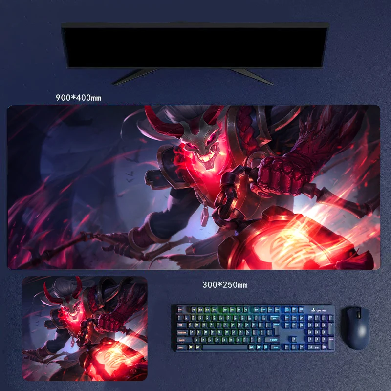 30/60/70/80cm Chain Warden Thresh LOL HD Rubber Mouse Pads Locking Edge Desk Mat Mice Keyboards Accessories Computer Peripherals