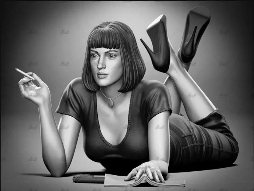 1/24 1/18 Mia Wallace Unpainted Unassembled 3D Printing Model Garage Kits (Requires Painting and Assembly)