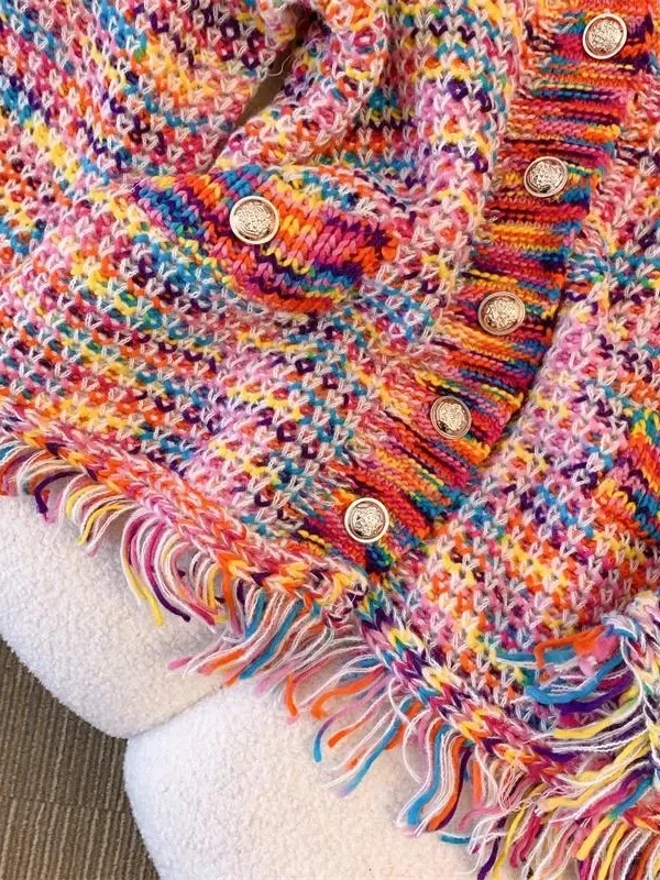 Spring Autumn  Tassel Knitted Sweater Coat Women Design Sense Cardigan Trendy V-ne Long Sve Moisture-ng