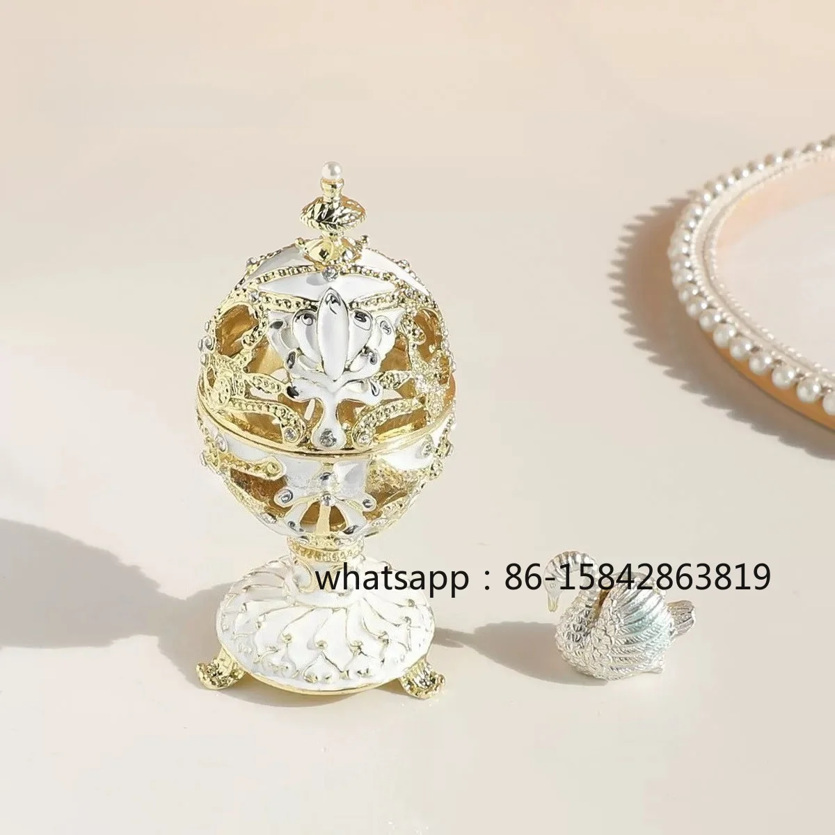 Boîte à bijoux européenne, avec ornements en forme de cygne, artisanat, boîte à bijoux œuf de résurrection