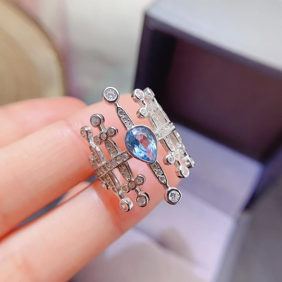 

FS 5*7mm Natural Topaz Gemstone Fashion Ring for Women Real 925 Sterling Silver Charm Fine Weddings Party Jewelry MeiBaPJ