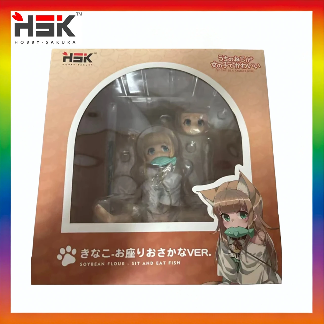 

Original Hobby·sakura Soybean Flour Sitting and Eating Fish Anime Figure Model Toy Collection Gift