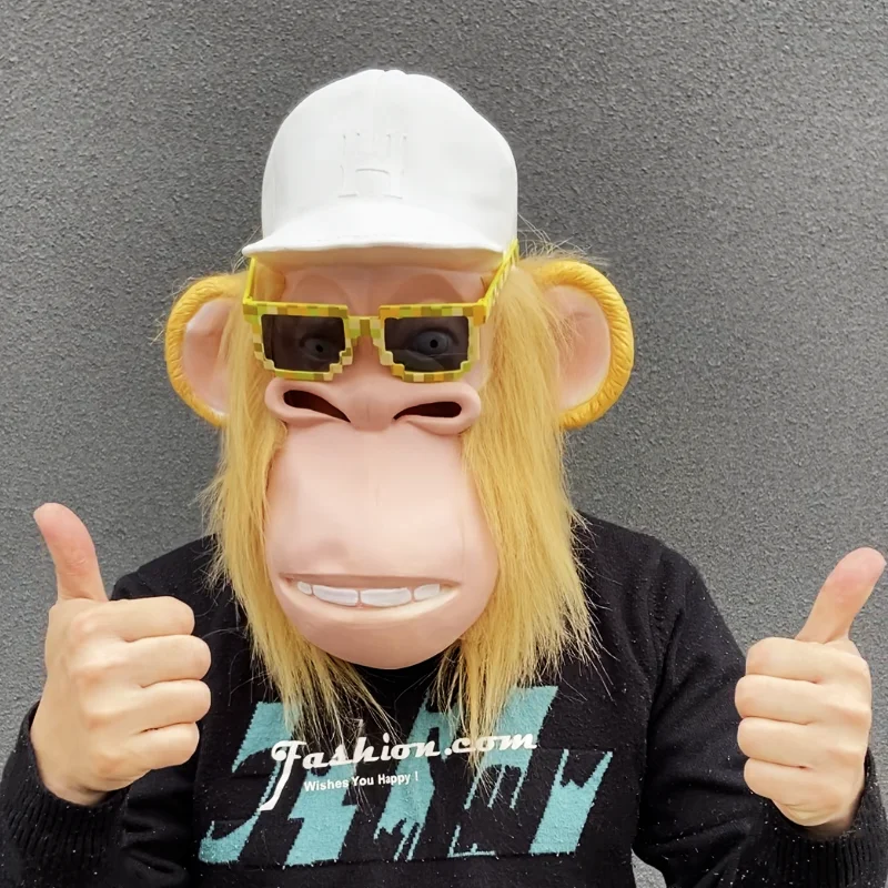 Cool gorilla Paired with Fashionable Glasses, Washable Latex Full Face Mask Suitable for Halloween Parties, Perfect Holiday Gift