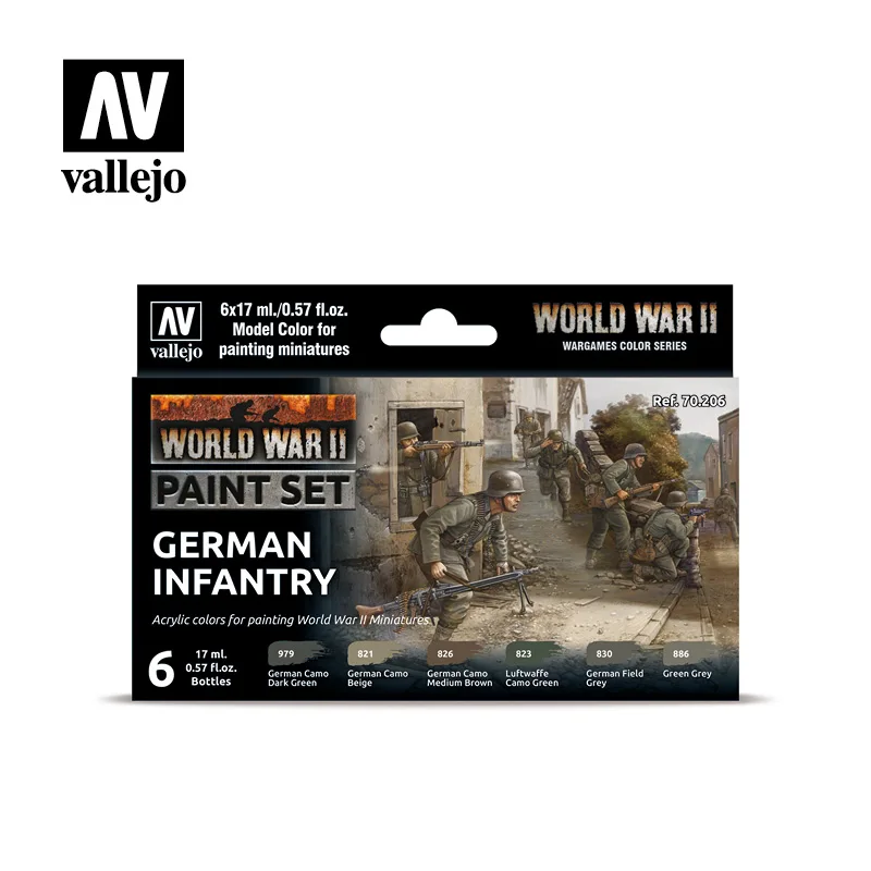 

Vallejo Spanish AV Environmentally Friendly Water-based Paint German Infantry Set 6 colors * 17ml 70206