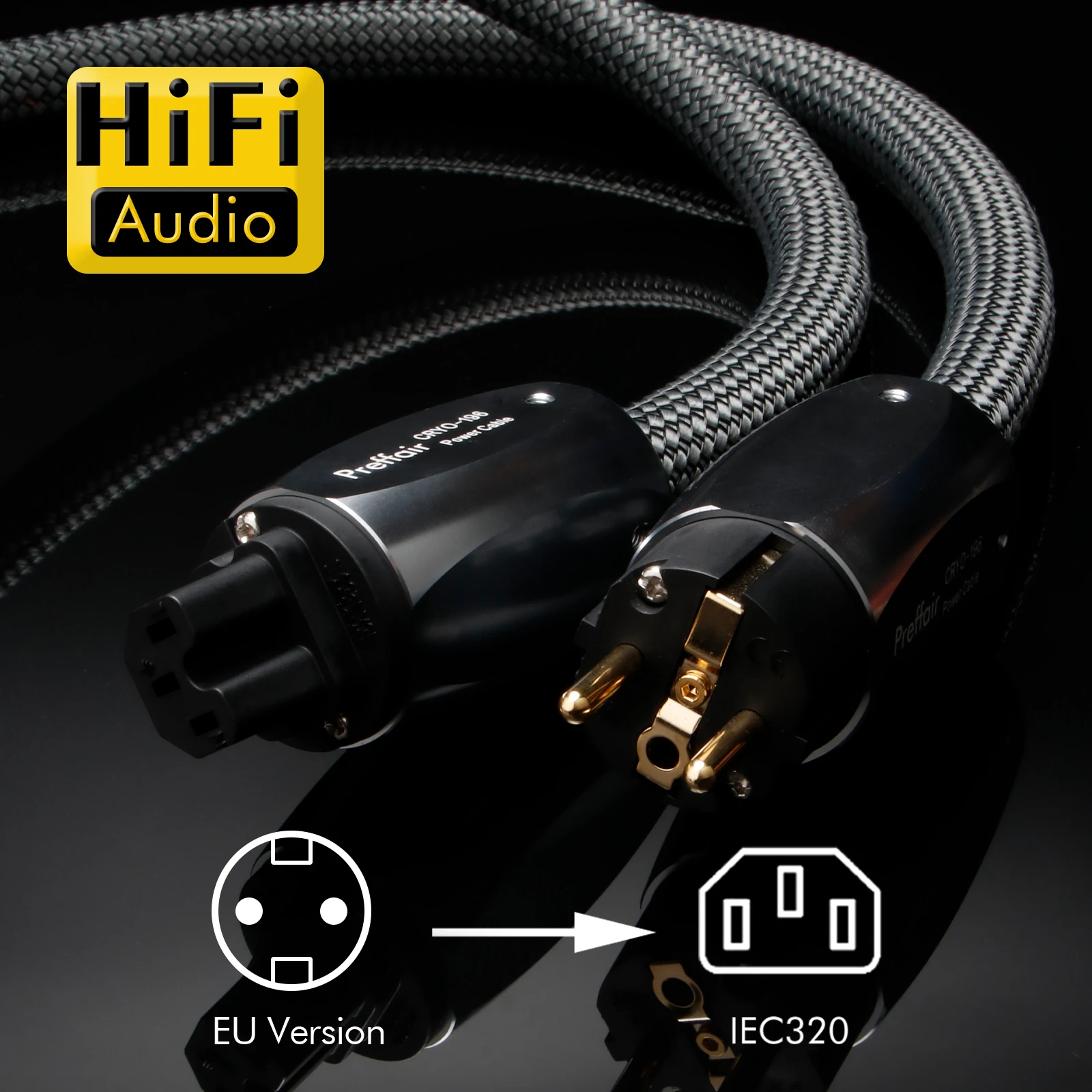 HIFI CRYO196 Stromkabel US/EU/AU Audiophiles Netzkabel für Verstärker CD-Player EU-Stromleitung Grünes Geflecht Hifi-Stromkabel – Detail 1