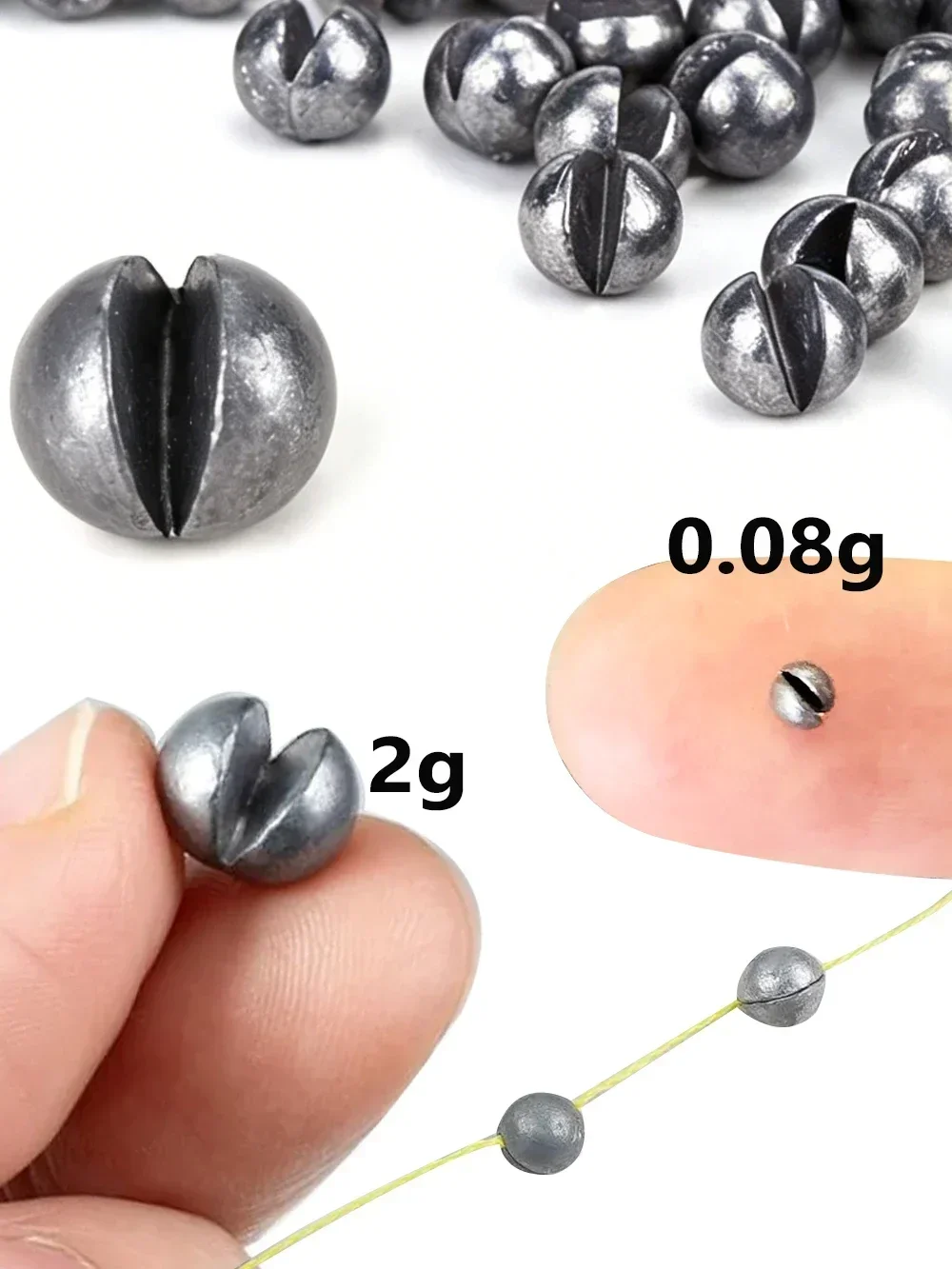 100-500 Stück Split Shot Angelgewichte aus Legierung, 0,06g-5g, abnehmbare Clip-On-Sinker, tragbare Box, Süßwasser- und Salzwasser-Angelausrüstung – Detail 7