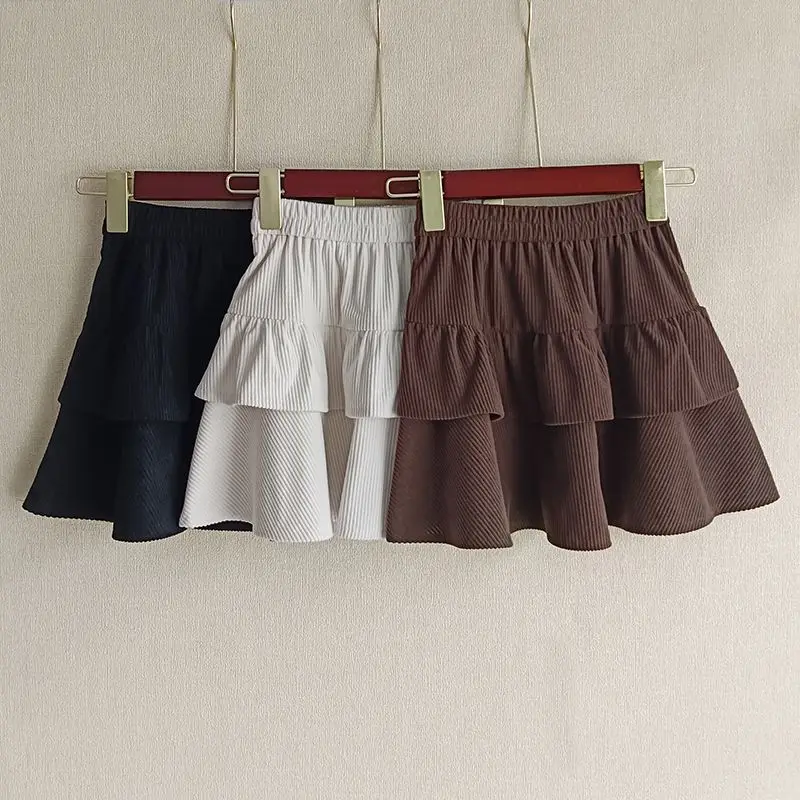 Kids Girls Cute Cake Skirts 2025 New Fashion Teenage Girls Corduroy Autumn Winter Skirt Spring Autumn Clothing Korean Style