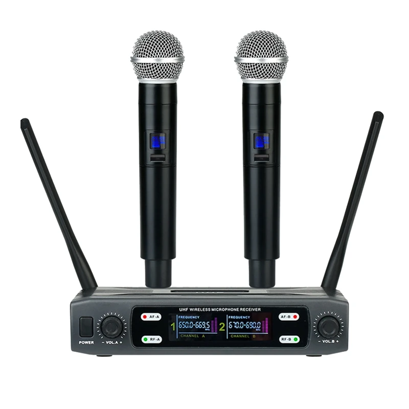 1Set Professional 2 Channels Mic Handheld Karaoke Mic For Party Meeting Church Show Home