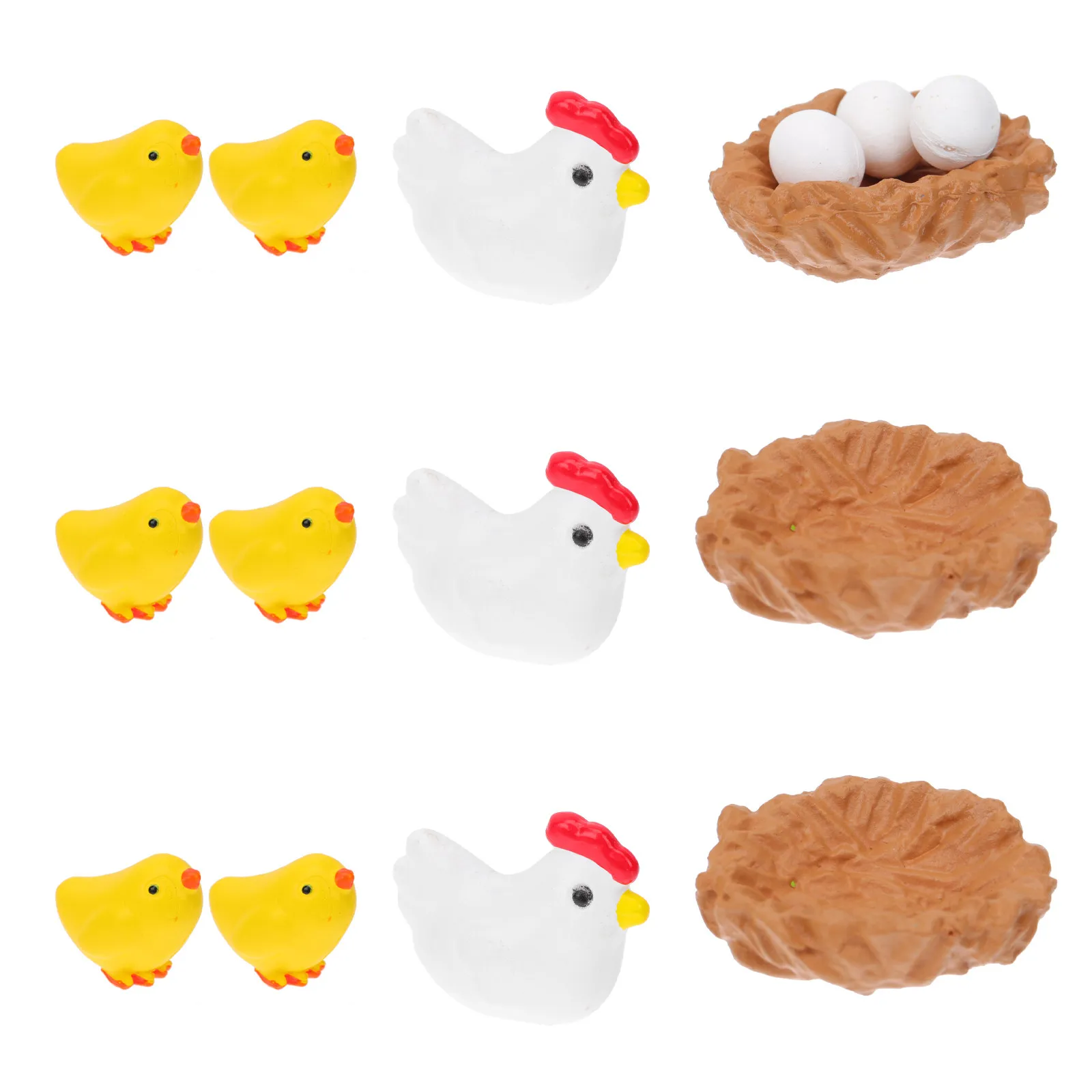 15Pcs Mini Resin Chick Decor Easter Garden Accessories Lovely Chicken Ornaments Micro Landscape Home Office Decoration