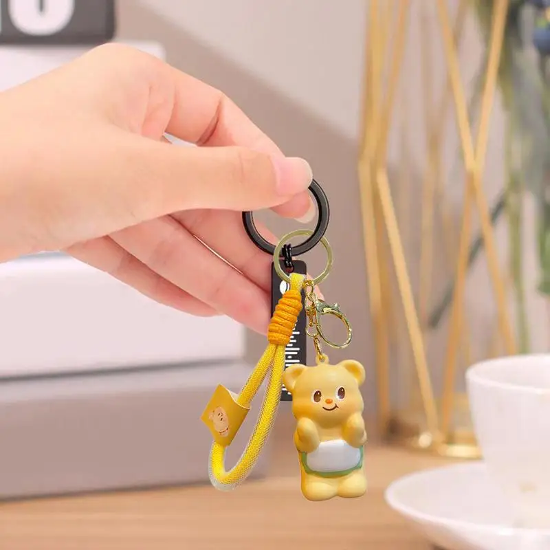 Cute Bear Pendant Portable Multifunctional Bear Key Ring Cute Kawaii Squeeze Toy Cartoon Anime Bag Charm Cute Squeeze Animal