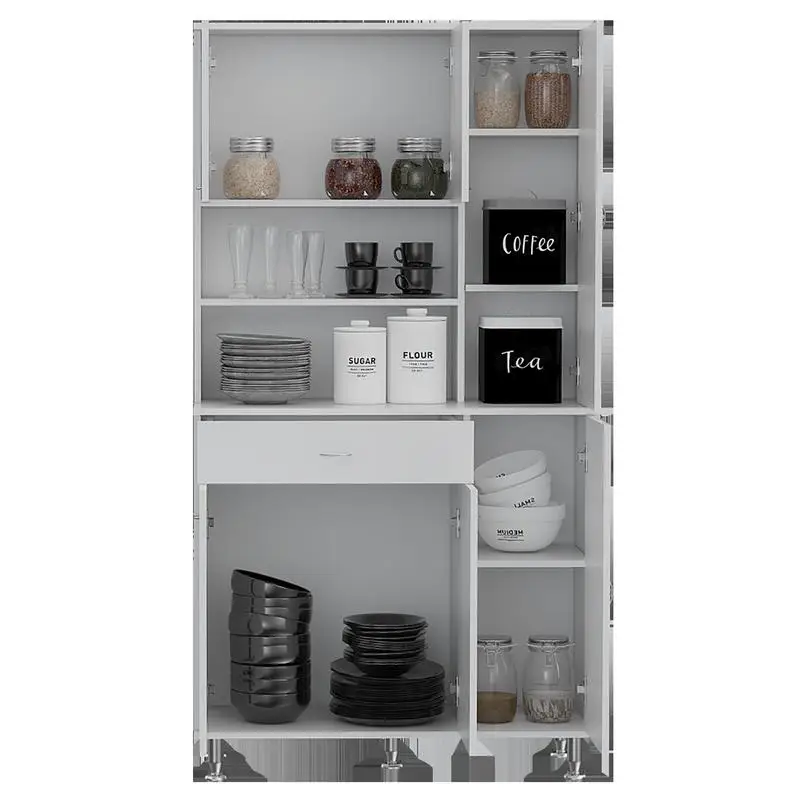 وحدة تخزين مخزن المطبخ البيضاء، تصميم حديث، خزائن لتنظيم مستلزمات المطبخ، حل موفر للمساحة، متين و