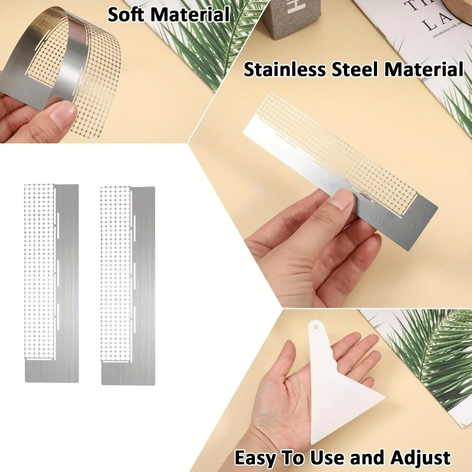 2Pcs Diamond Painting Dotting Ruler Model L141 240 Holes with Nano Adhesive Tool Magic Dotting Ruler