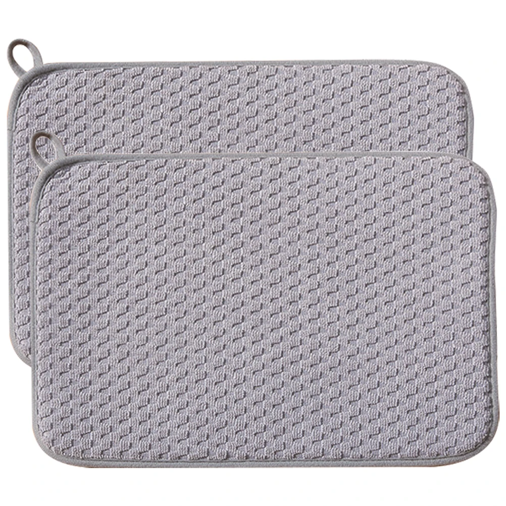 

2Pcs Kitchen Tableware Mat Fiber Water Absorbent Drying Drainage Heat Insulation Non Slip Dish Dry Pad