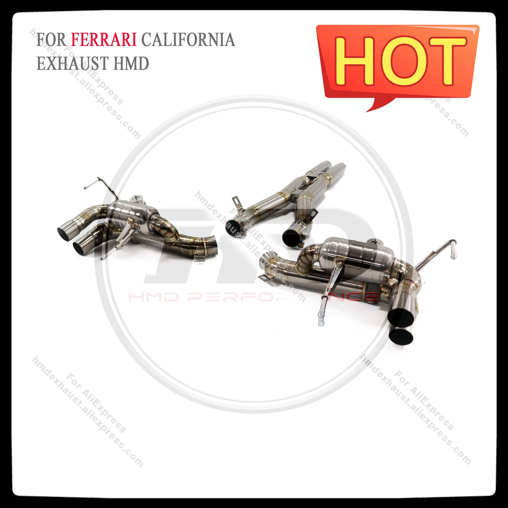 HMD titanium exhaust system performance catback For Ferrari california 4.3L X pipe and valve tail section