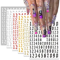 1 Sheet Arab Numbers Nail Art Sticker 3D Laser Self-Adhesive Manicure Decals Tips 8*10cm DIY Arabic Numerals Nail Decoration Par