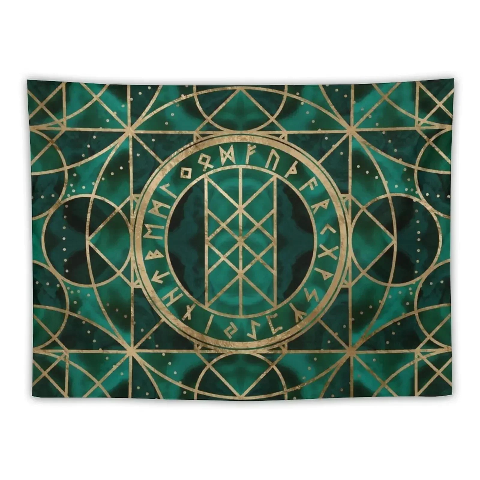 Web of Wyrd The Matrix of Fate - Gold and Malachite Tapestry Luxury Living Room Decoration Wall Decorations Tapestry