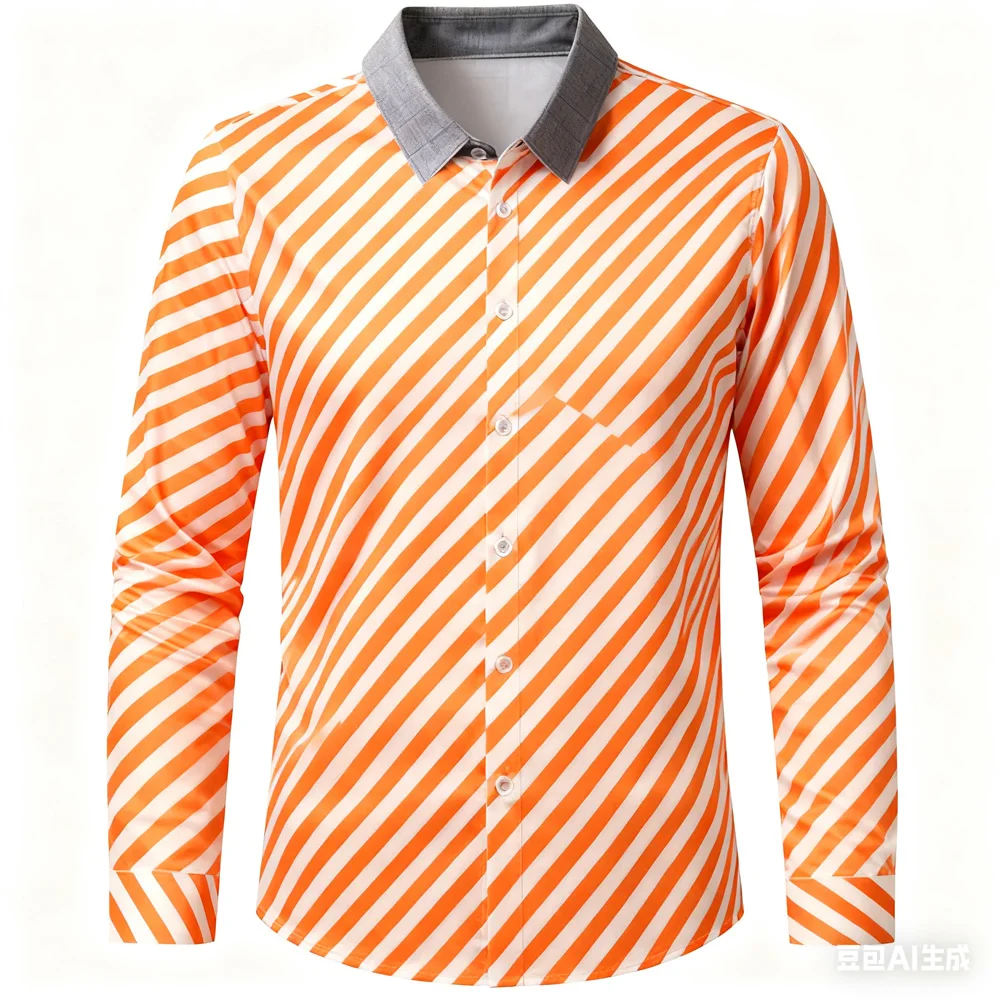 Men's Natural Square Diamond Shaped Printed Shirt Long Sleeved Lapel Shirt Men's Hawaiian Shirt Man Xmas Shirt Men's Clothing