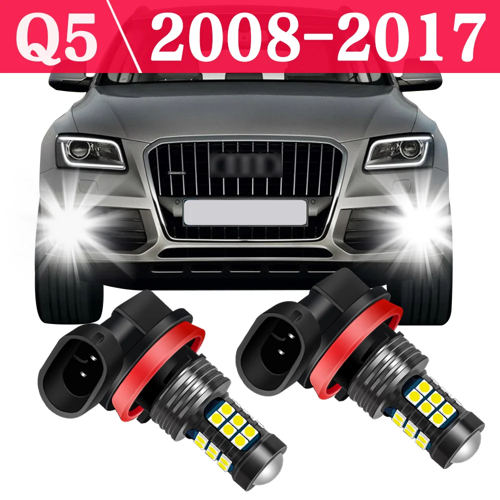 2X Car LED Fog Light Lamp Bulb For Audi Q5 2008 2009 2010 2011 2012 2013 2014 2015 2016 2017 Accessories Auto Front Fog Lights