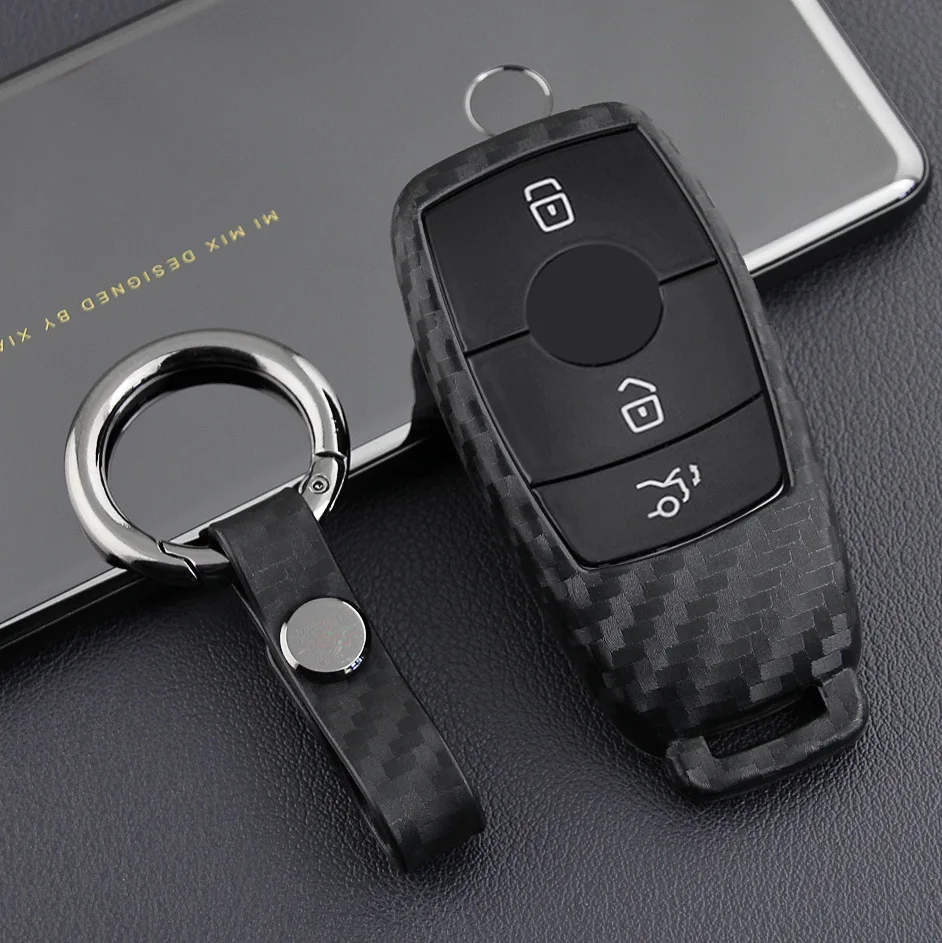 

For new Mercedes key case carbon fiber C-Class E-Class S-Class CLS car remote control case protective cover